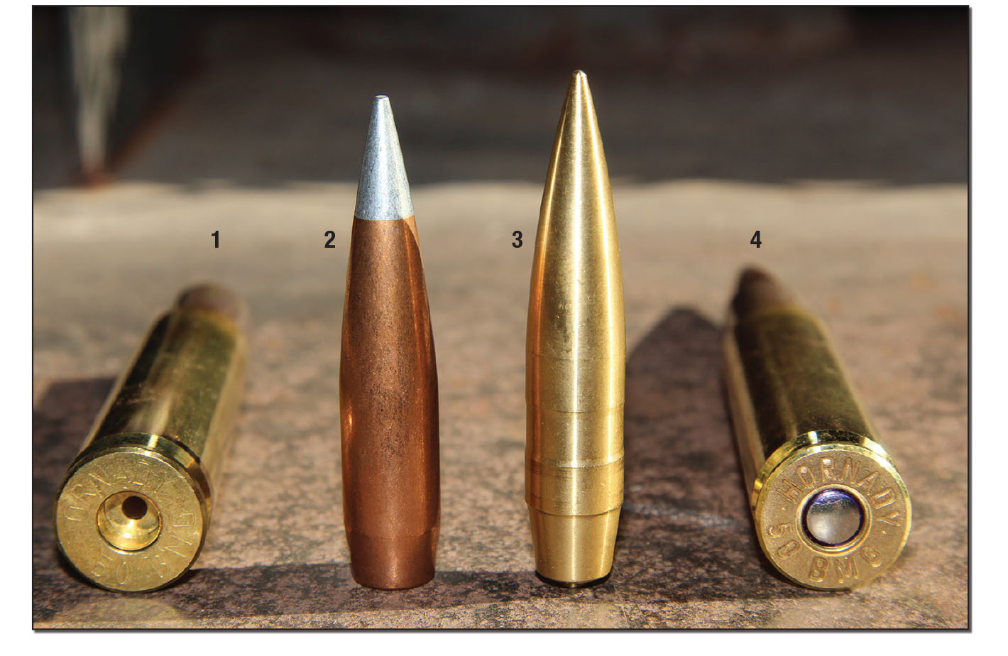 Brass, bullets and ammunition used for testing included the: (1) Hornady Match brass (used for handloads), (2) Hornady’s 750-grain A-MAX, (3) Lapua’s 800-grain Bullex-N and (4) Hornady 750-grain A-MAX ammunition.